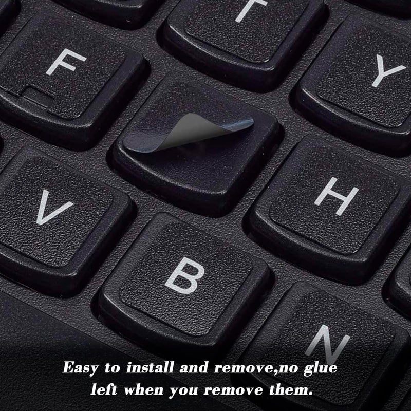 HRH [2PCS Pack] HRH English Keyboard Stickers,PC Keyboard Stickers White Background with Black Lettering for Computer - Image 1